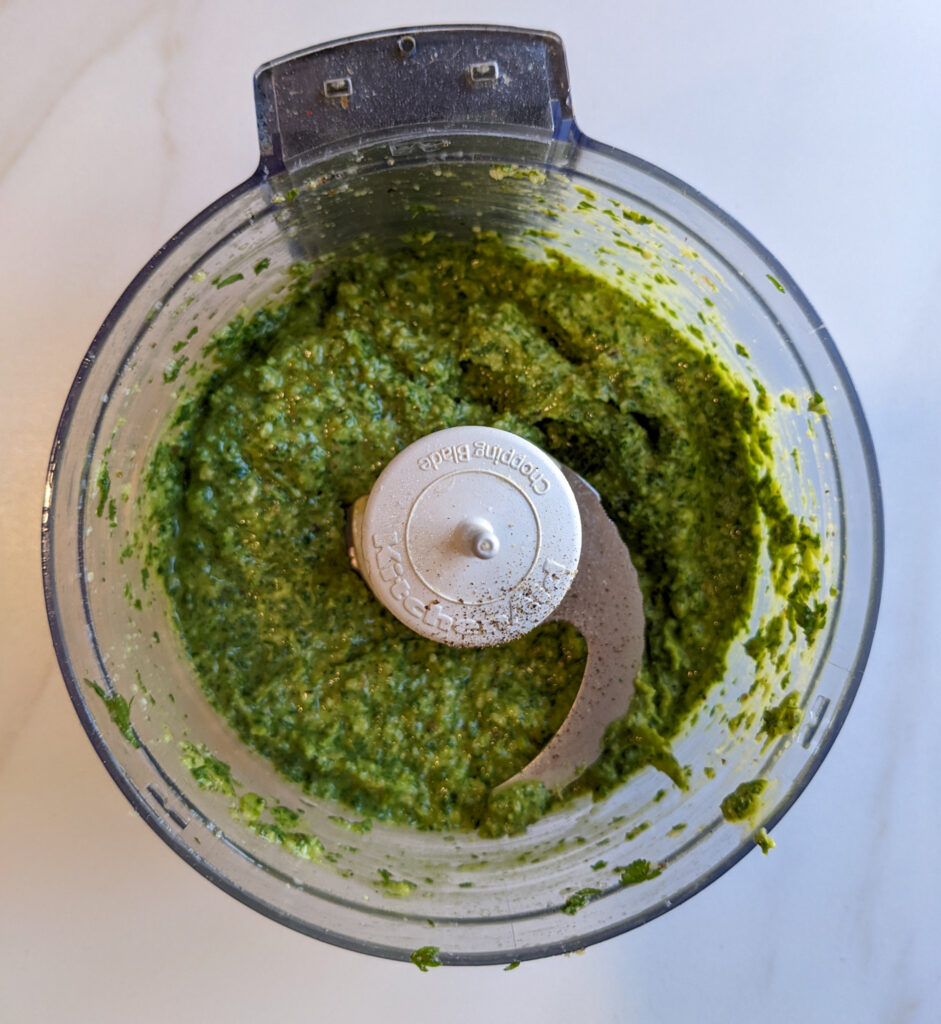 carrot top pesto in food processor