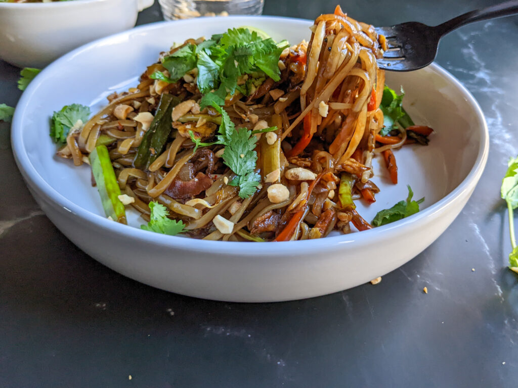 Vegetarian pad Thai served 