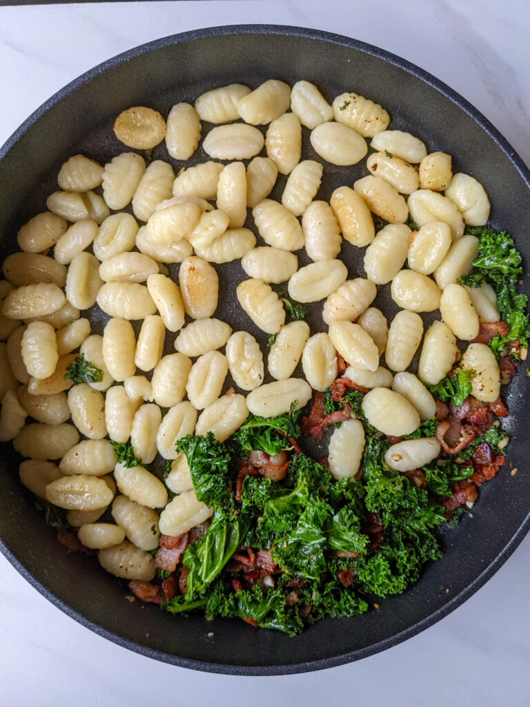 bacon kale and gnocchi