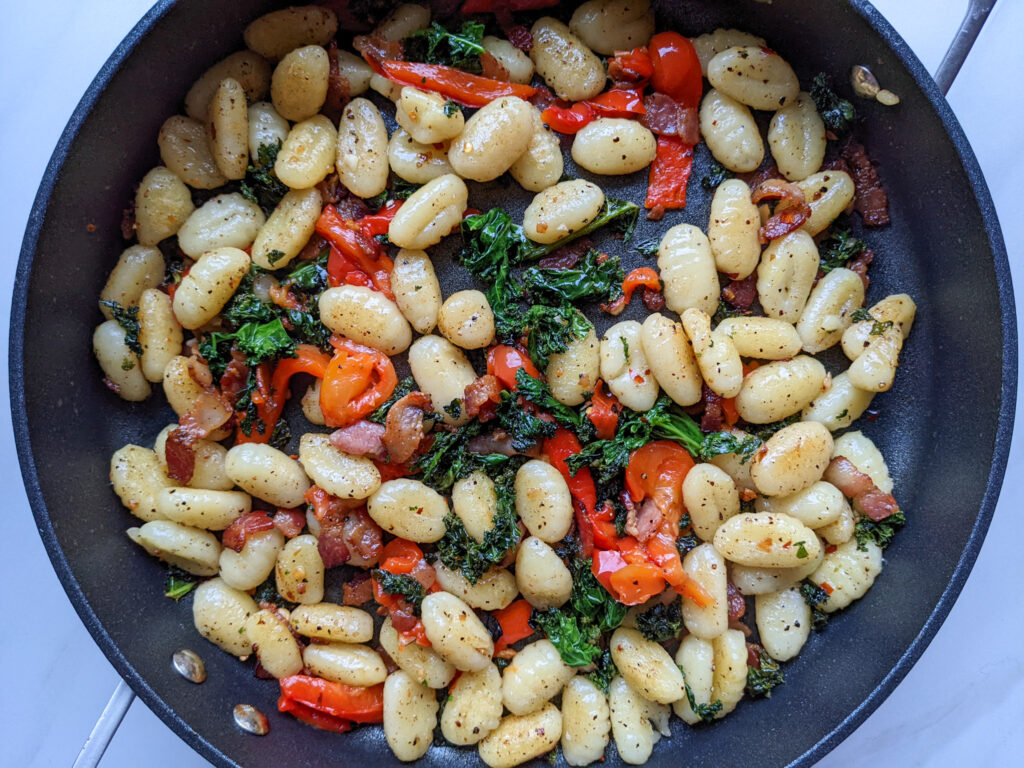 bacon kale and gnocchi 