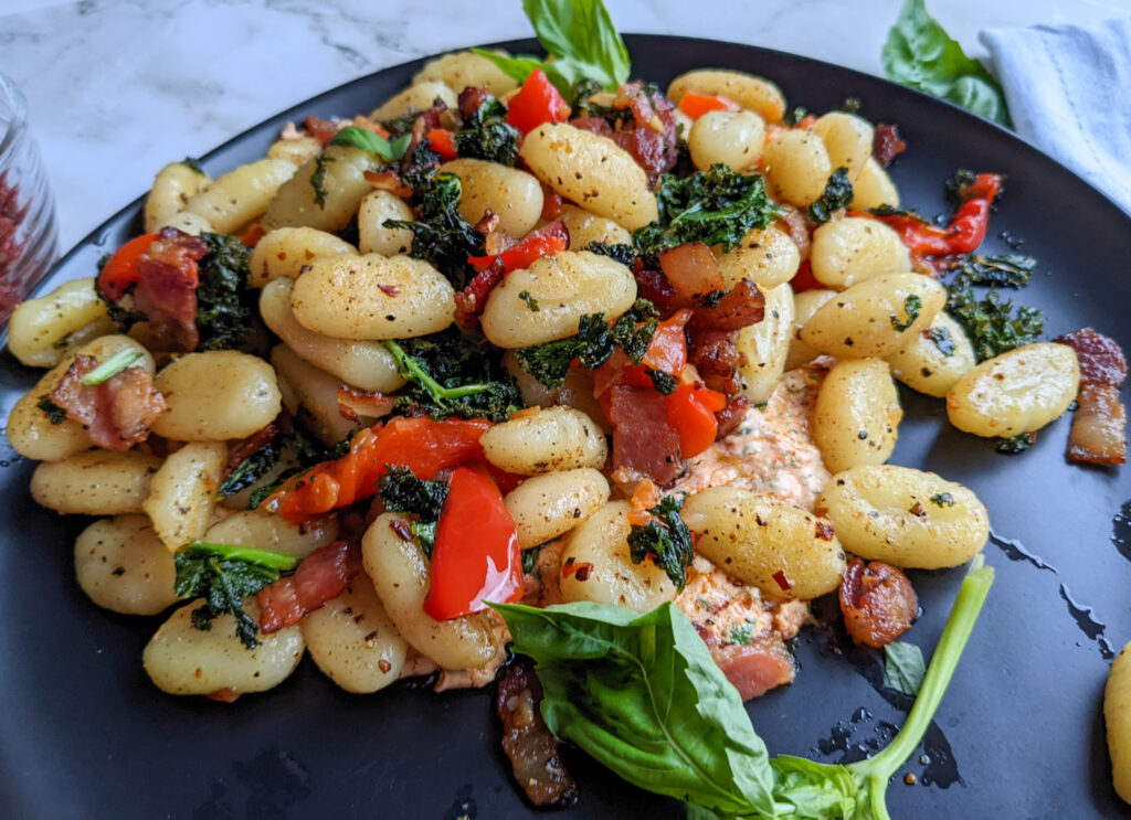 plated goat cheese gnocchi 