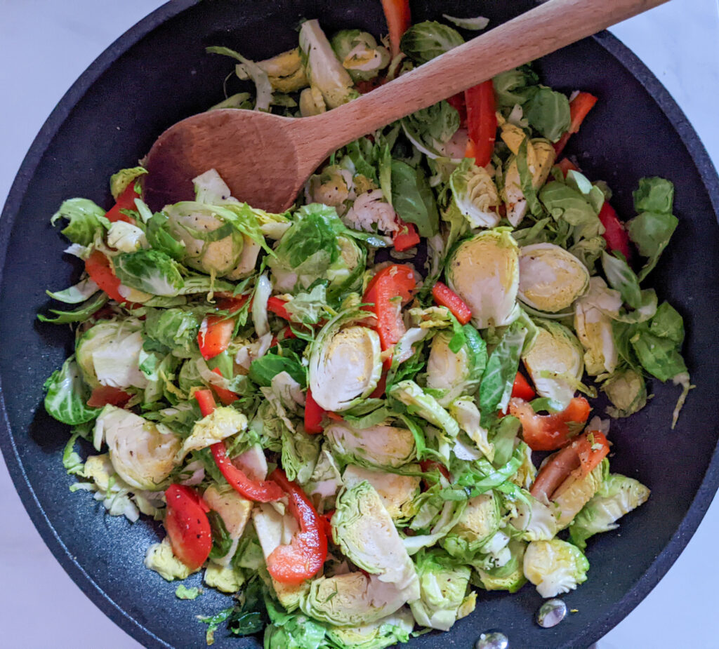 shaved miso brussels sprouts with quinoa  