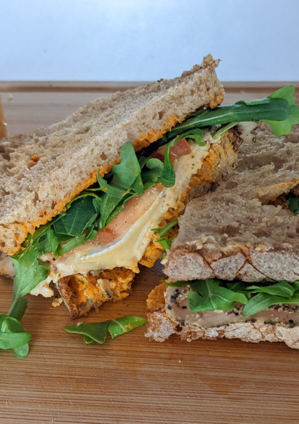 Turkey and Brie sandwich with Red Pepper Aioli