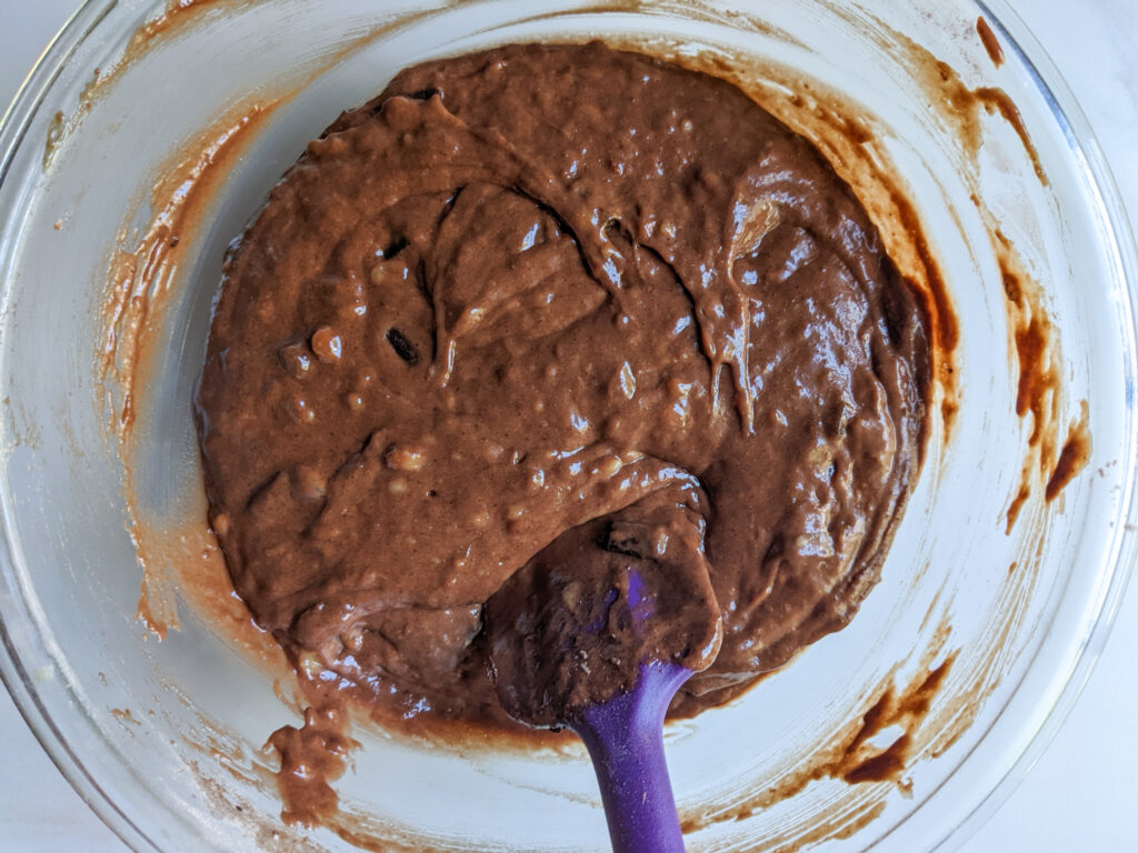 chocolate banana muffin batter 