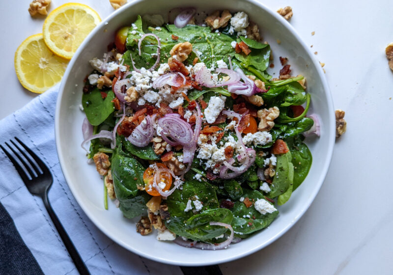 spinach salad with warm bacon vinaigrette