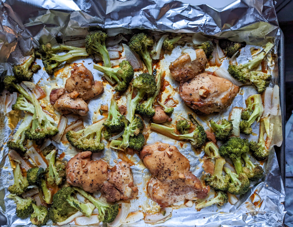 cooked sheet pan chicken teriyaki