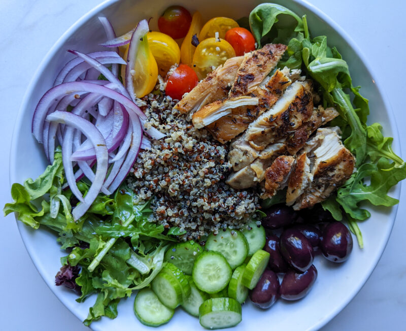 Grain bowl with Chicken and Feta dressing - Unapologetic Eats Grain ...