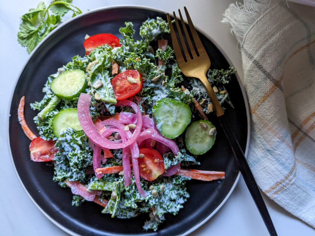 kale salad with homemade ranch