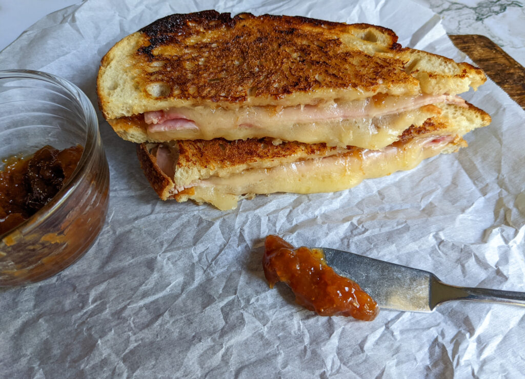 ham and Cheddar grilled cheese 