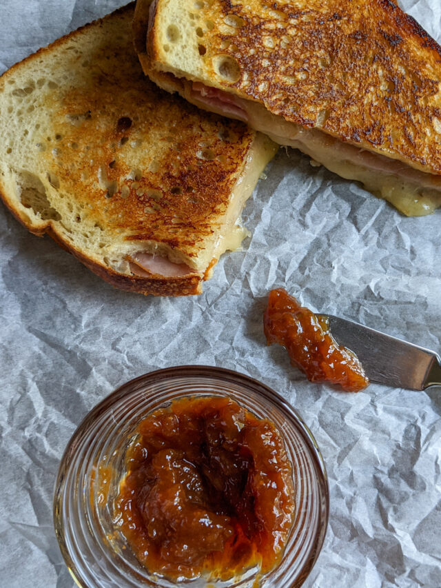 Ham and Cheddar Grilled Cheese with Fig Jam