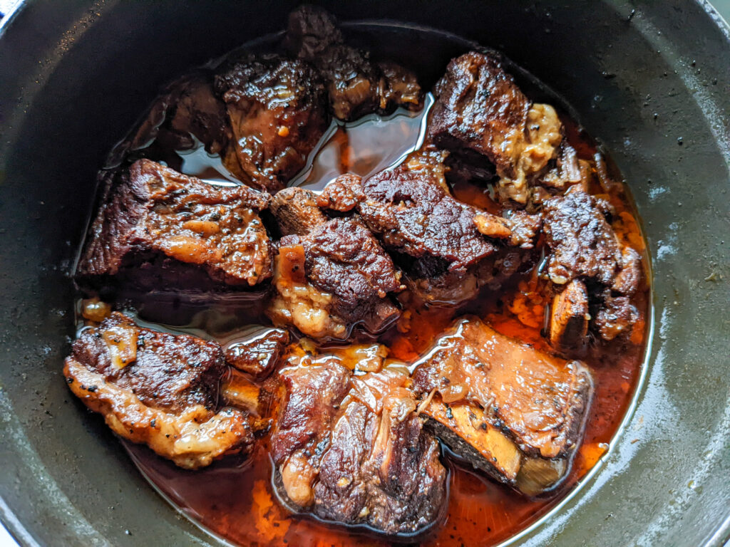 Korean braised short ribs in a pot  