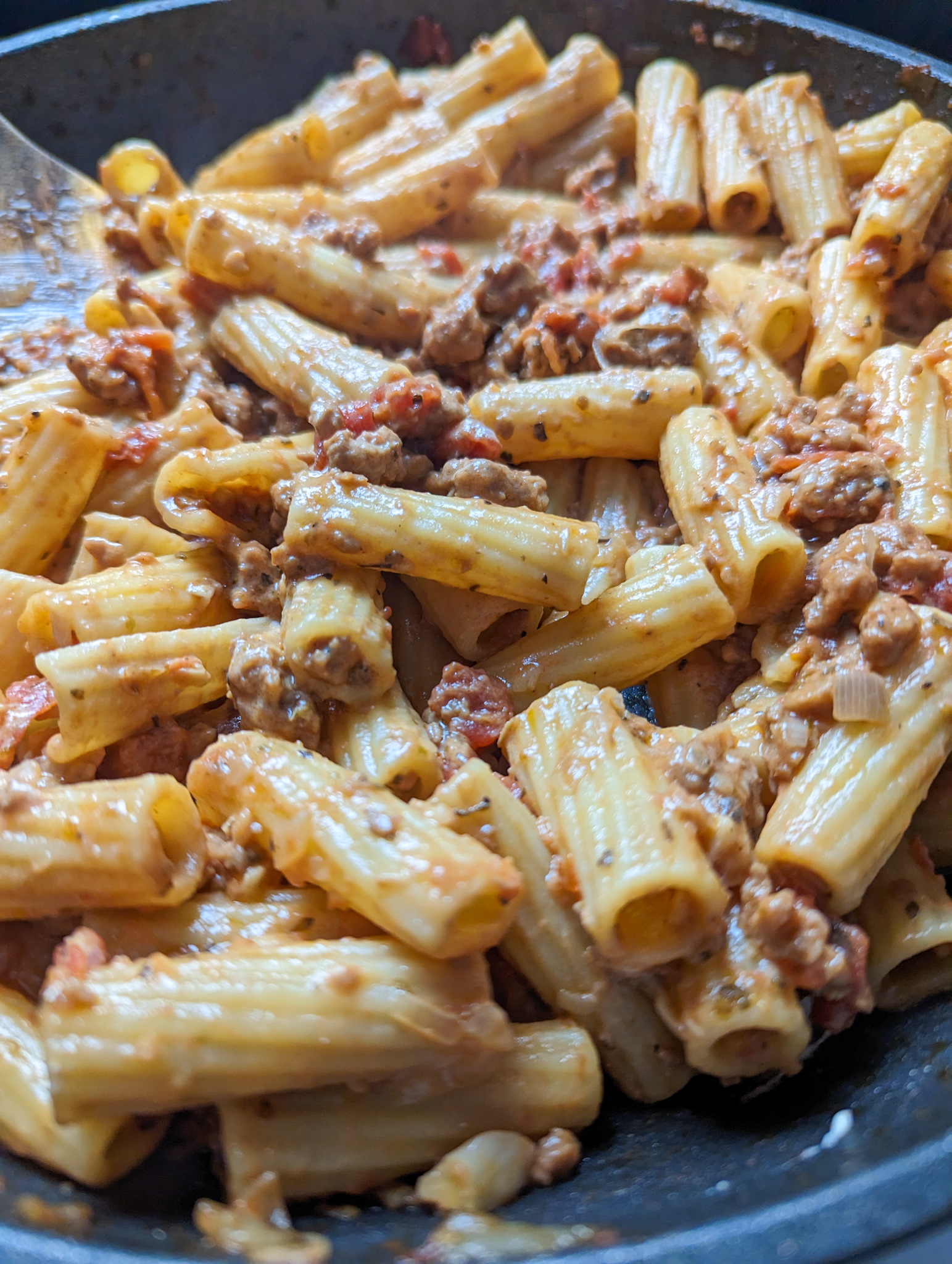 Tomato and Sausage Pasta with Goat Cheese - Unapologetic Eats