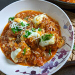 Pork meatballs in a spicy marinara sauce