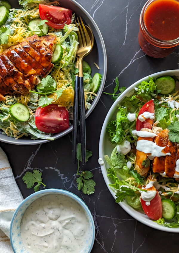 bbq chicken salad with homemade ranch