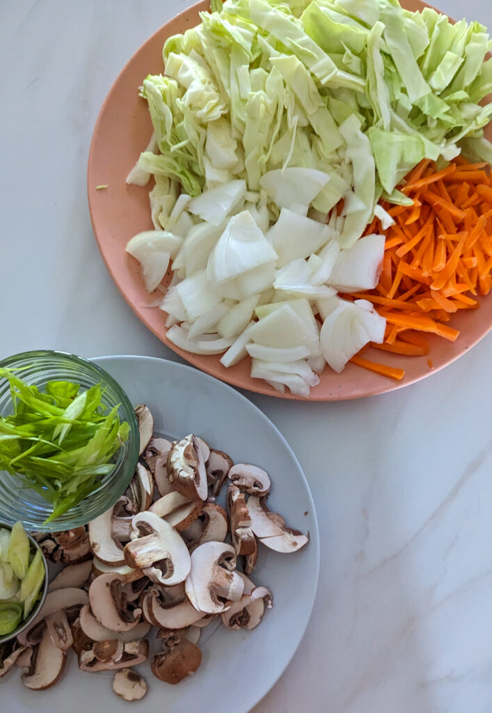 spicy vegetable lo mein noodles 