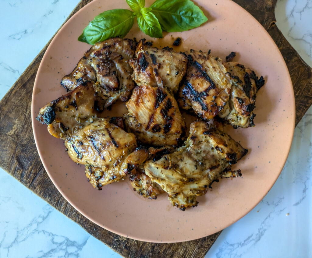 marinated and BBQ chicken thighs 