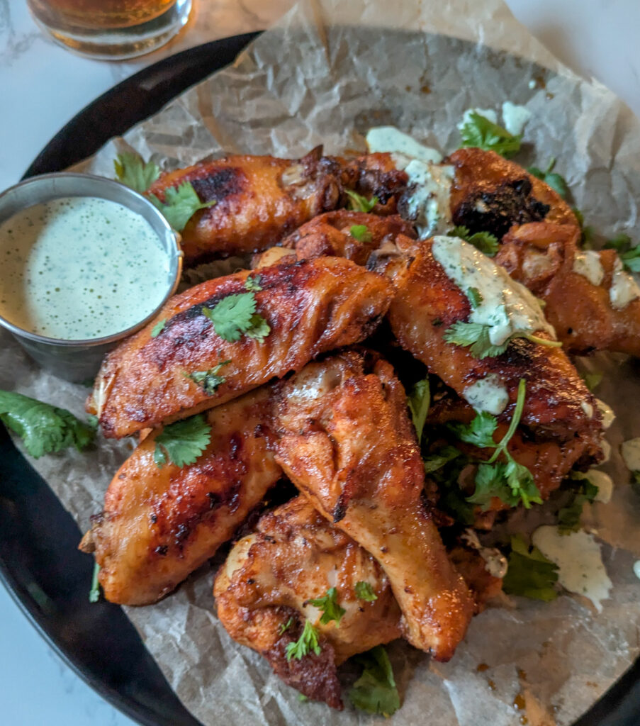 Peruvian Chicken Wings with Green Cilantro Sauce