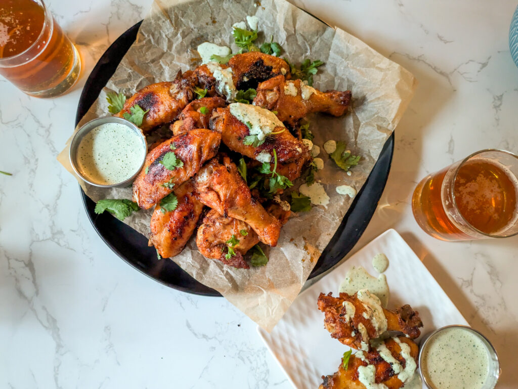 Peruvian Chicken Wings with Green Cilantro Sauce