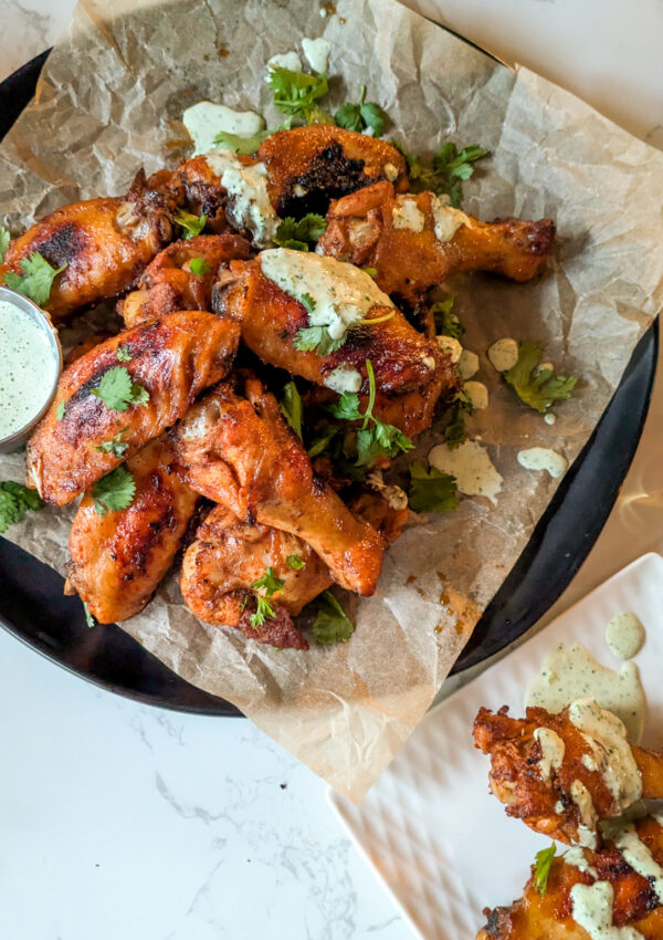 Baked Peruvian Chicken Wings with Cilantro Ranch