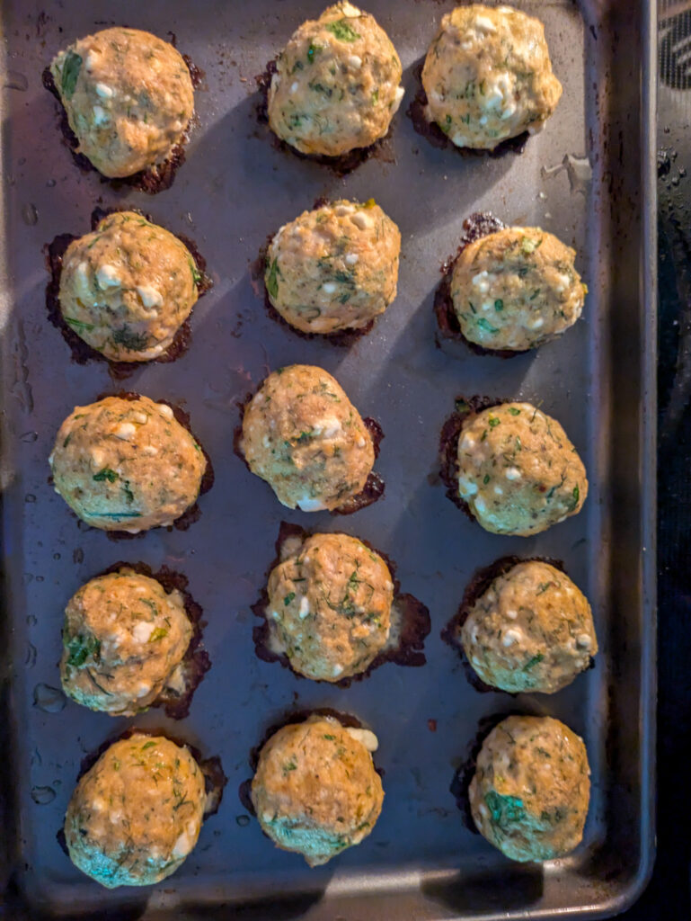 Feta Chicken Meatballs with Homemade tzatziki 