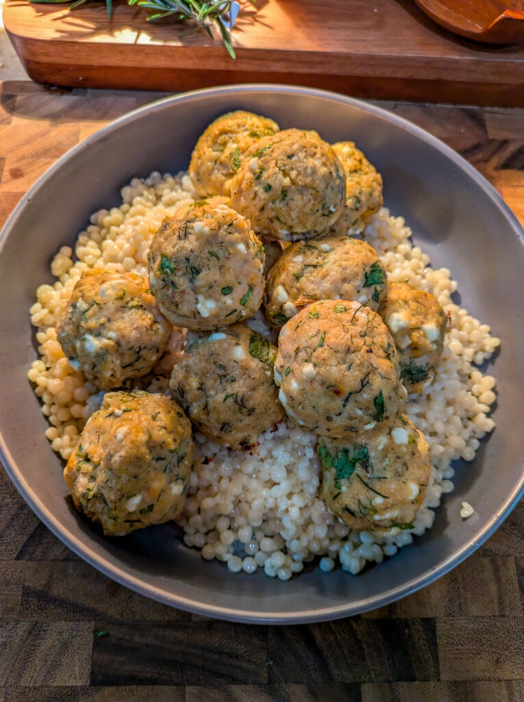 Feta Chicken Meatballs with Homemade tzatziki 