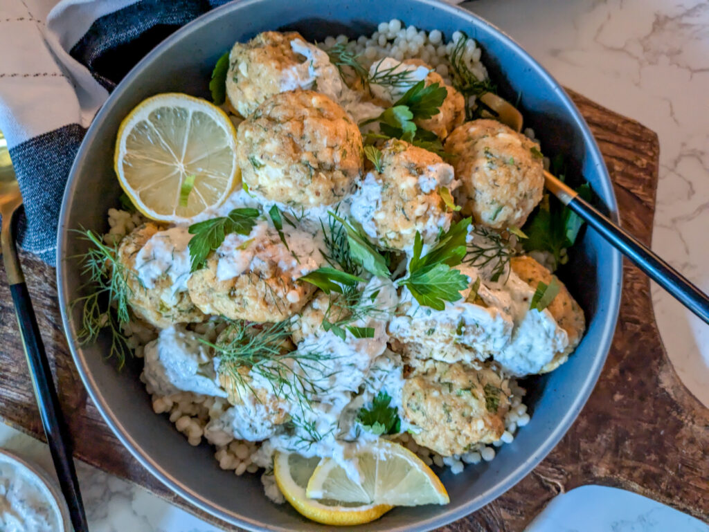 Chicken Feta Meatballs with Homemade Taziki