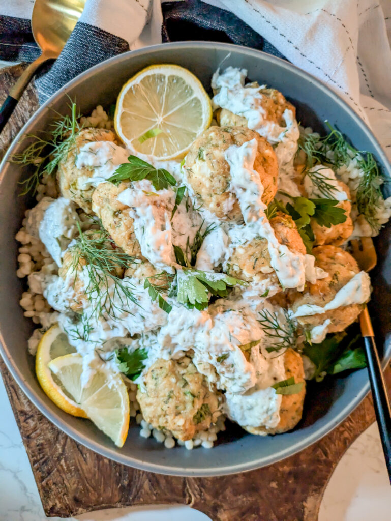 Chicken Feta Meatballs with Homemade Taziki