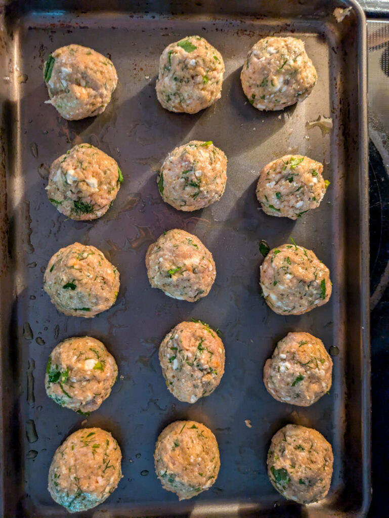 Feta Chicken Meatballs with Homemade tzatziki 