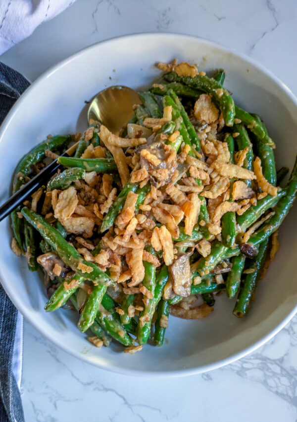 Miso and garlic green beans