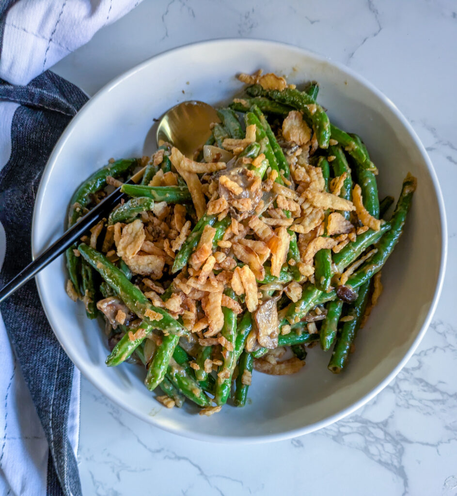 Miso and garlic green beans 