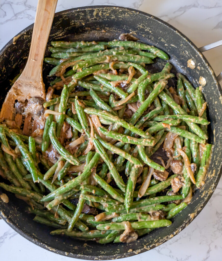 Miso and garlic green beans