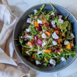 Roasted butternut squash and goat cheese salad