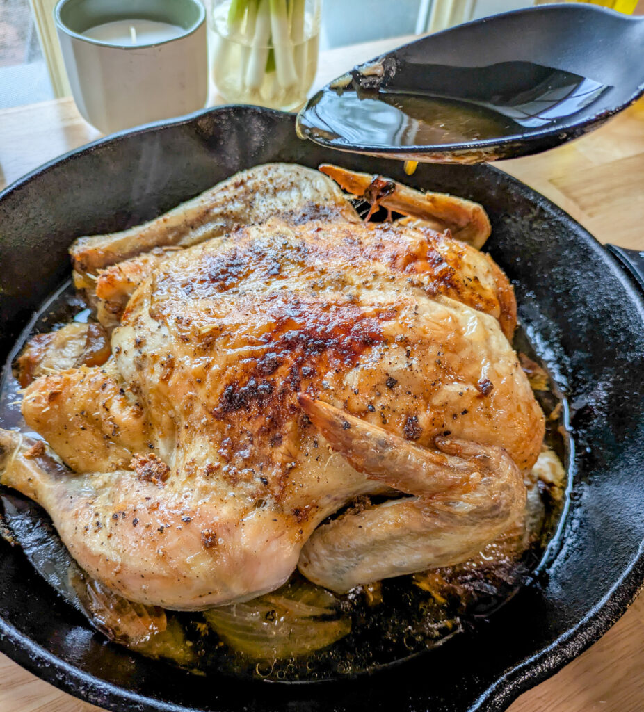 Garlic butter whole roasted chicken