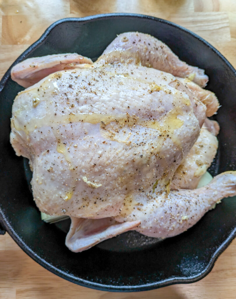 Garlic butter whole roasted chicken