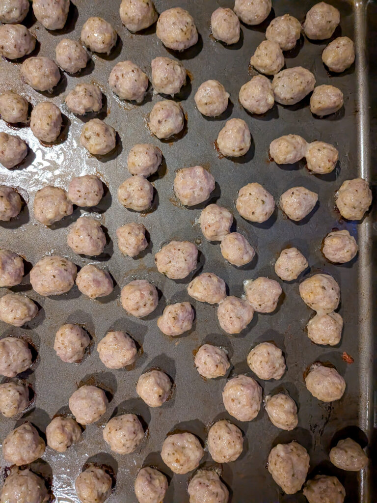 Homemade Italian wedding soup with pork meatballs