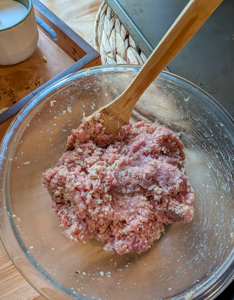 Homemade Italian wedding soup with pork meatballs