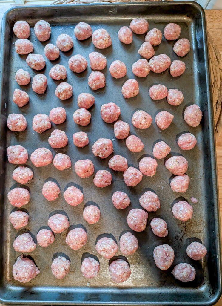 Homemade Italian wedding soup with pork meatballs