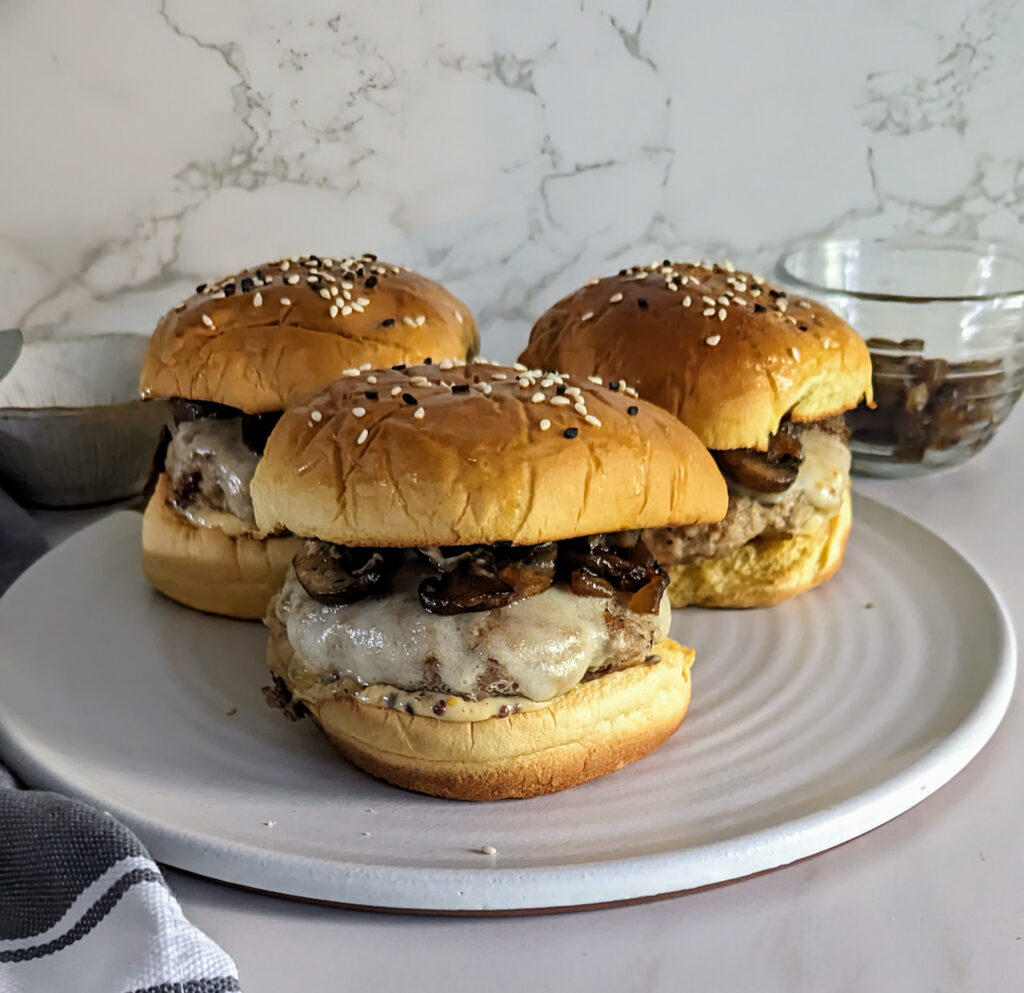 Mushroom and Swiss Turkey Burgers with Dijionaise