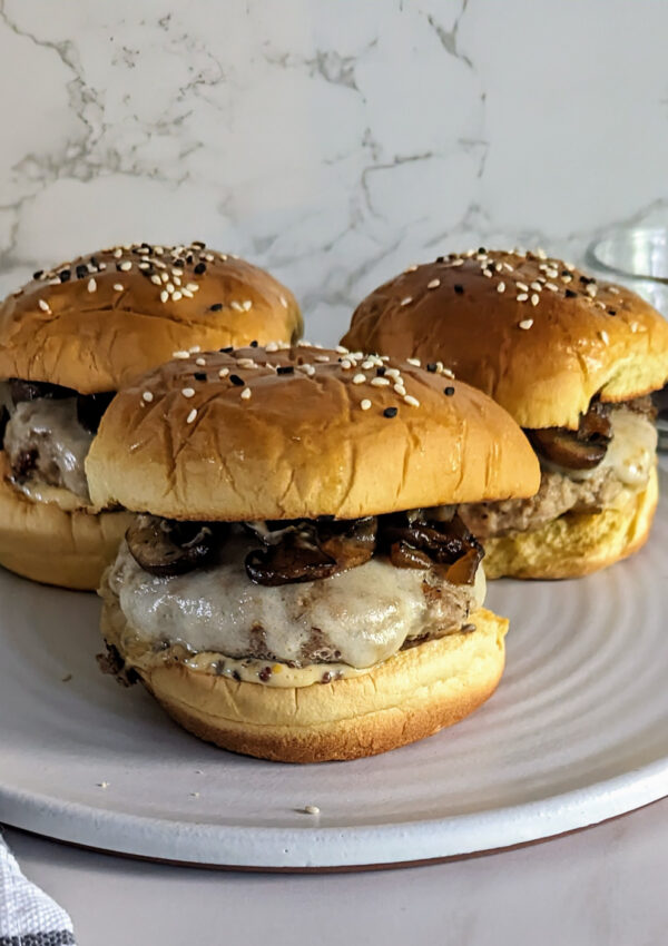 Mushroom and Swiss Turkey Burgers with Dijionaise