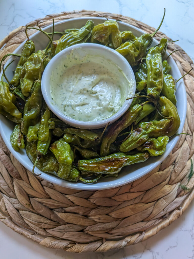Roasted shishito peppers