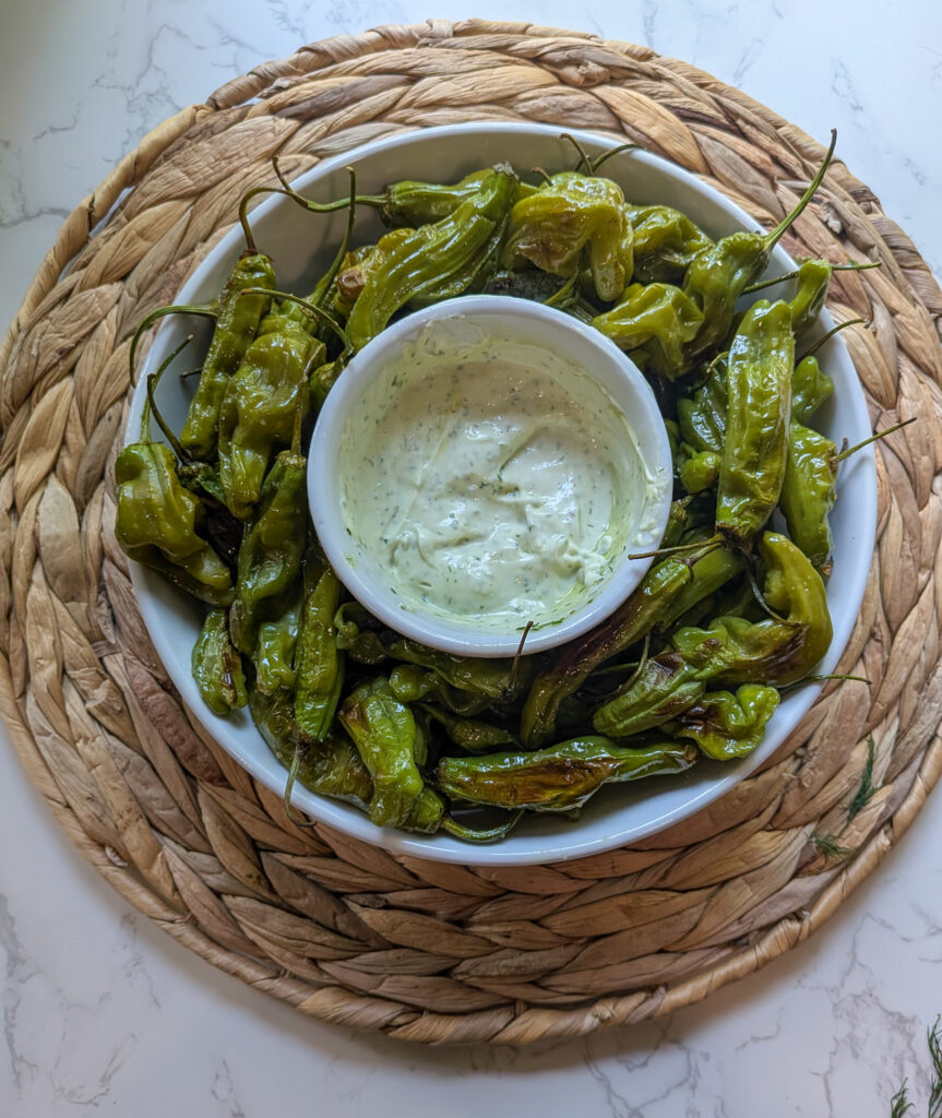 Roasted shishito peppers